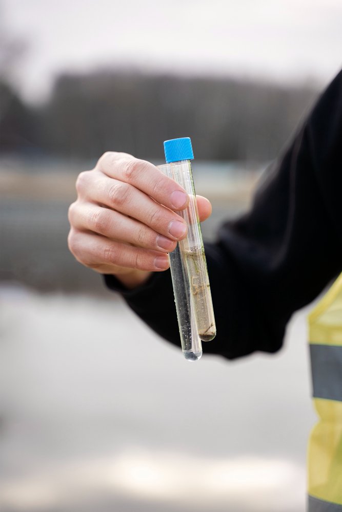 Environmental sample tube held during site assessment